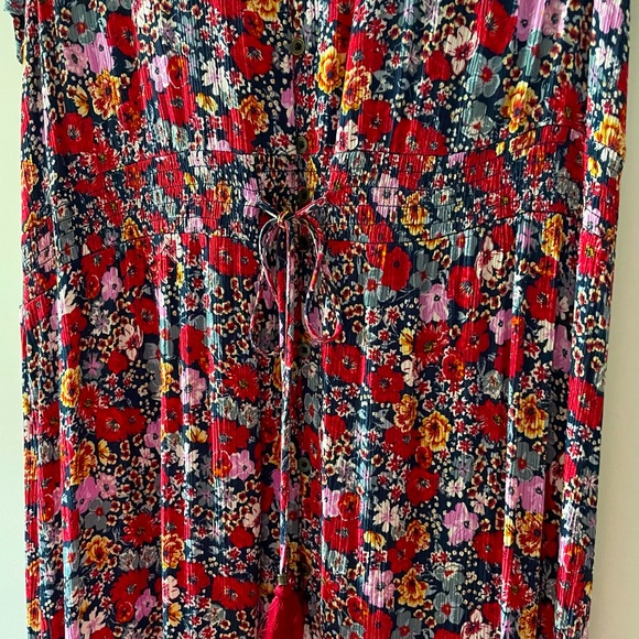 Knox Rose Multi-Colored Floral High-Low Maxi Dress Button Front Ruffe Size 2X - Picture 5 of 16